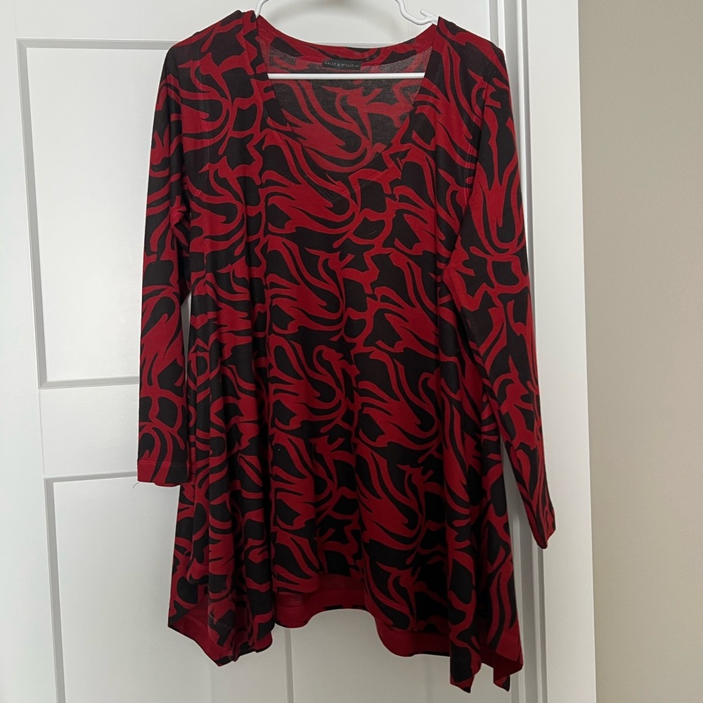Nally & Millie Red and Black Blouse